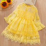 quality children's clothing wholesale Toddler Girl 3D Floral Print Mesh Dress Wholesale Children's Clothing - PrettyKid