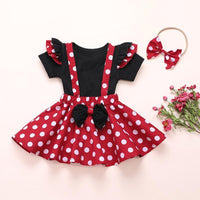 3-piece Solid Ruffle T-shirt & Polka Dot Dress & Headband for Toddler Girl - PrettyKid