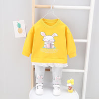 2-piece Rabbit Pattern Sweatshirt & Pants for Toddler Girl - PrettyKid