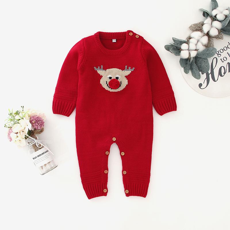 Christmas Elk Sweater Knitted Bodysuit for Baby - PrettyKid