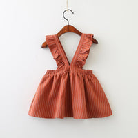 Girls Lovely Striped Strap Dress Casual Princess Skirt - PrettyKid