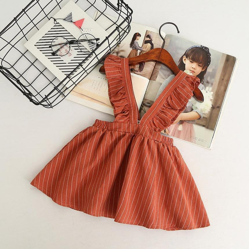 Girls Lovely Striped Strap Dress Casual Princess Skirt - PrettyKid