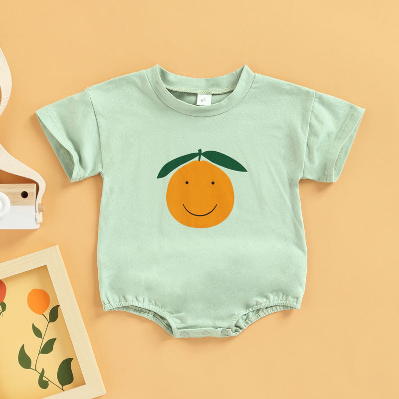 Baby Short Sleeve Orange Pattern Bodysuit Baby Rompers Wholesale - PrettyKid
