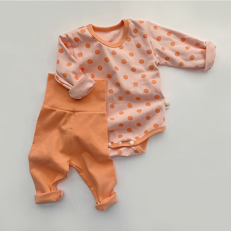 3-18M Baby Sets Polka Dots Bodysuit & High Waist Pants Wholesale Baby Clothes In Bulk - PrettyKid
