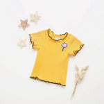 Summer New Female Baby Cotton Wave Edge Cartoon T-shirt Bottoming Shirt Speed - PrettyKid