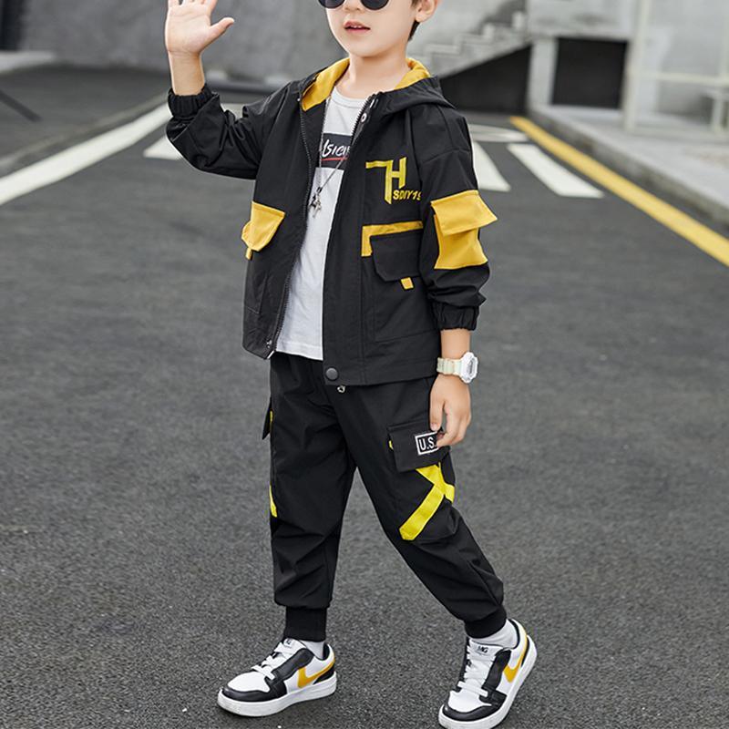 2-piece Color-block Pocket Design Coat & Pants for Boy - PrettyKid