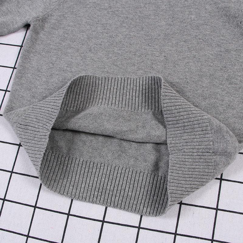 Toddler Kids Boys Girls Cotton Round Neck Solid Color Sweater Children Pullover Knitted Sweater - PrettyKid