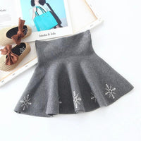 Floral Pattern Knitted Pleated Skirt for Girl - PrettyKid