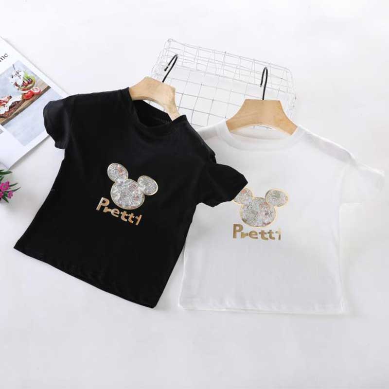 Grow Girl Mickey Mouse Pattern T-shirt - PrettyKid