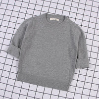 Toddler Kids Boys Girls Cotton Round Neck Solid Color Sweater Children Pullover Knitted Sweater - PrettyKid