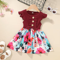 9months-4years Toddler Girl Dresses Summer Girls Dress Printing Stitching Children's Dress Wholesale - PrettyKid