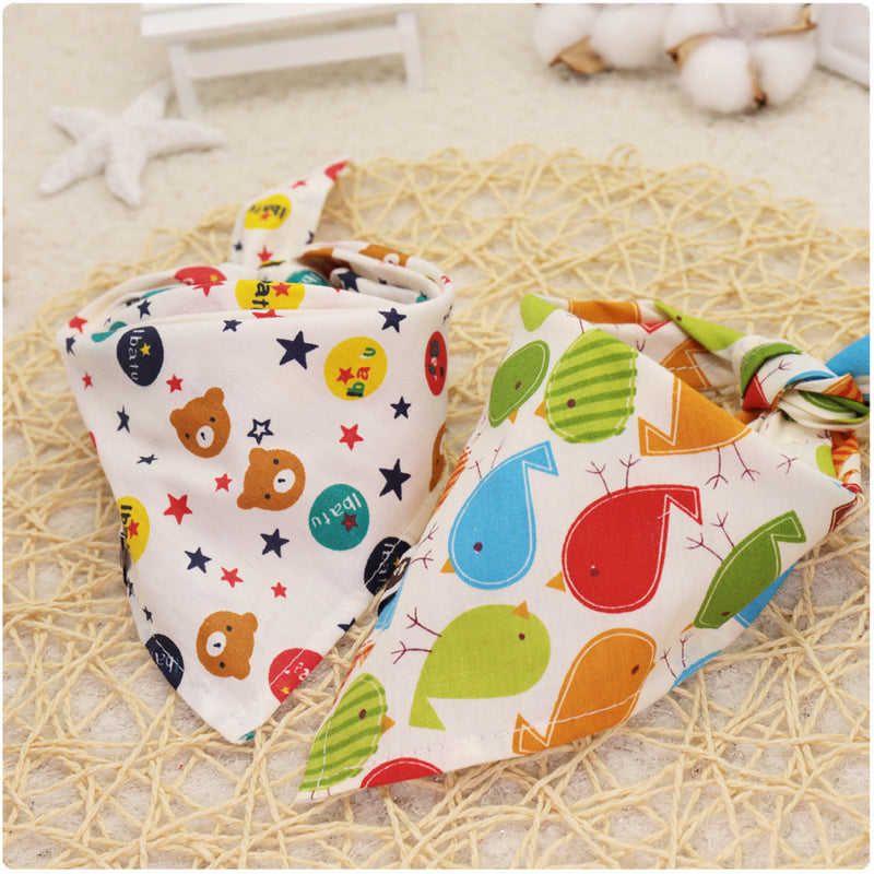 10PCS Baby Cartoon Lace Lotton Triangle Scarf Bibs Baby Accessories Wholesale - PrettyKid
