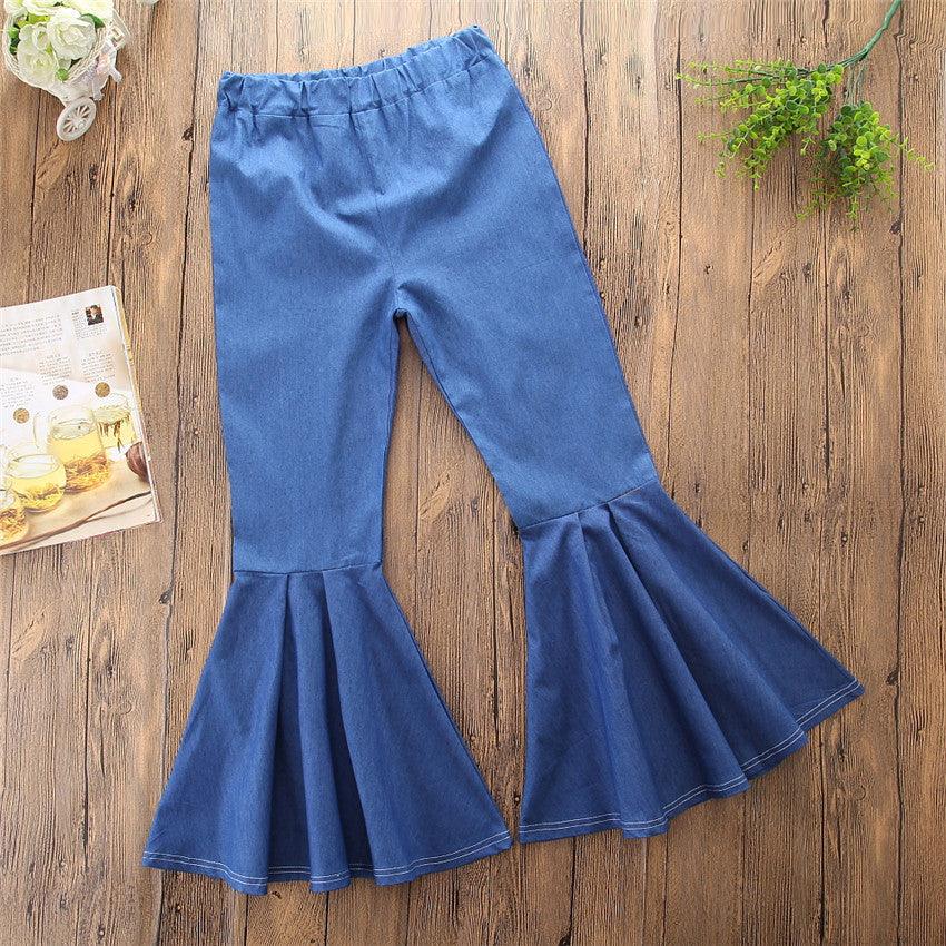 Mommy and Me Toddler Kids Girls Solid Flared Jeans Outfits Girl Wholesale - PrettyKid