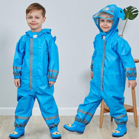 Children's Solid Color Cartoon Long Hooded Long Raincoat Only Raincoat - PrettyKid