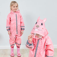 Children's Solid Color Cartoon Long Hooded Long Raincoat Only Raincoat - PrettyKid