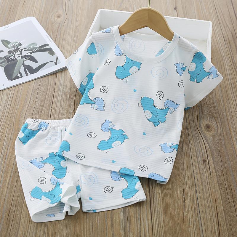 Grow Boy Shark Print Pajamas Sets - PrettyKid