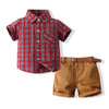 Boys Plaid Single Breasted Shirt Inelastic Shorts Wholesale Toddler Boy Sets - PrettyKid