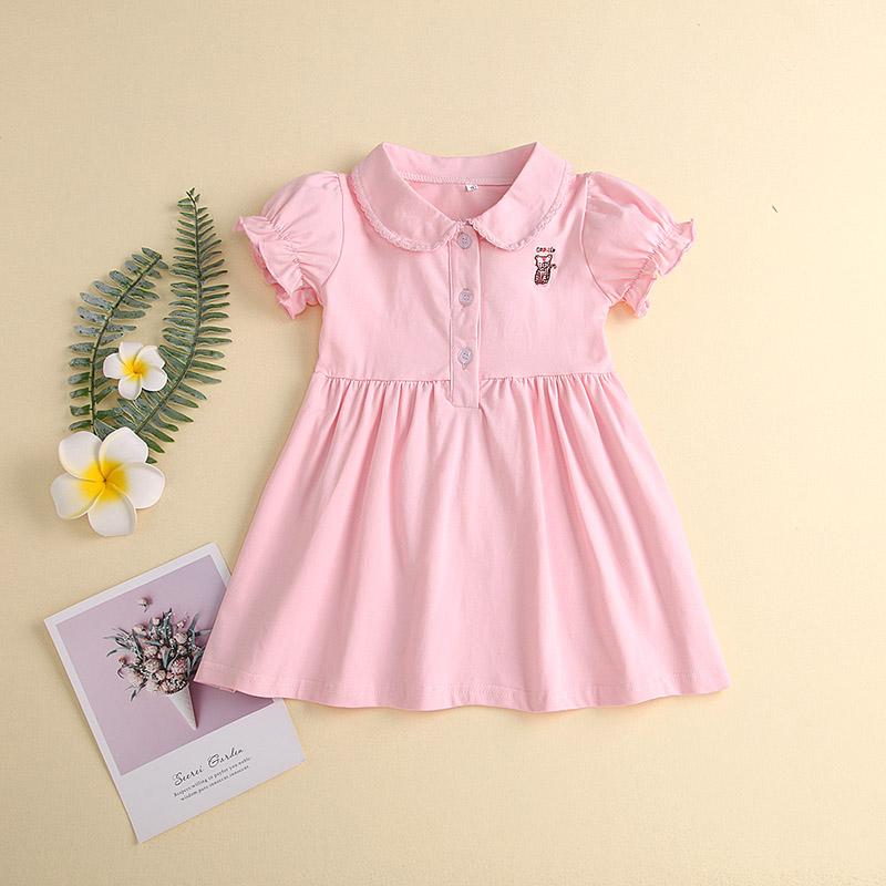 Toddler Girl Embroidered Animal Pattern Puff Sleeve Dress - PrettyKid