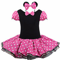 Toddler Girl Bow Decor Polka Dot Mesh Hem Dress & Headhand - PrettyKid