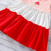 Toddler Girl Watermelon Pattern Color-block Sleeveless Dress - PrettyKid