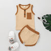 Colorblock Ribbed Vest And Sports Shorts Two Piece Baby Sets - PrettyKid