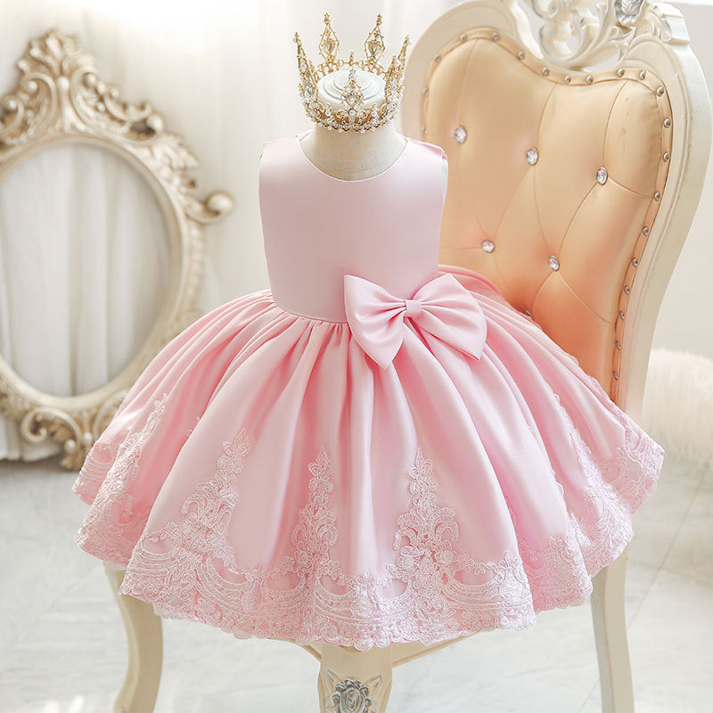 9M-7Y Bow Sleeveless Round Neck Princess Dress Cute Toddler Girl Clothes Wholesale - PrettyKid