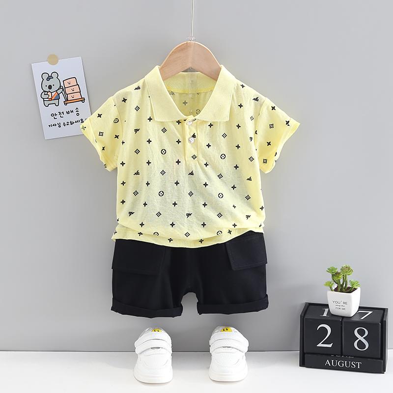 Grow Boy Cotton Print Contrast Colored Suit - PrettyKid