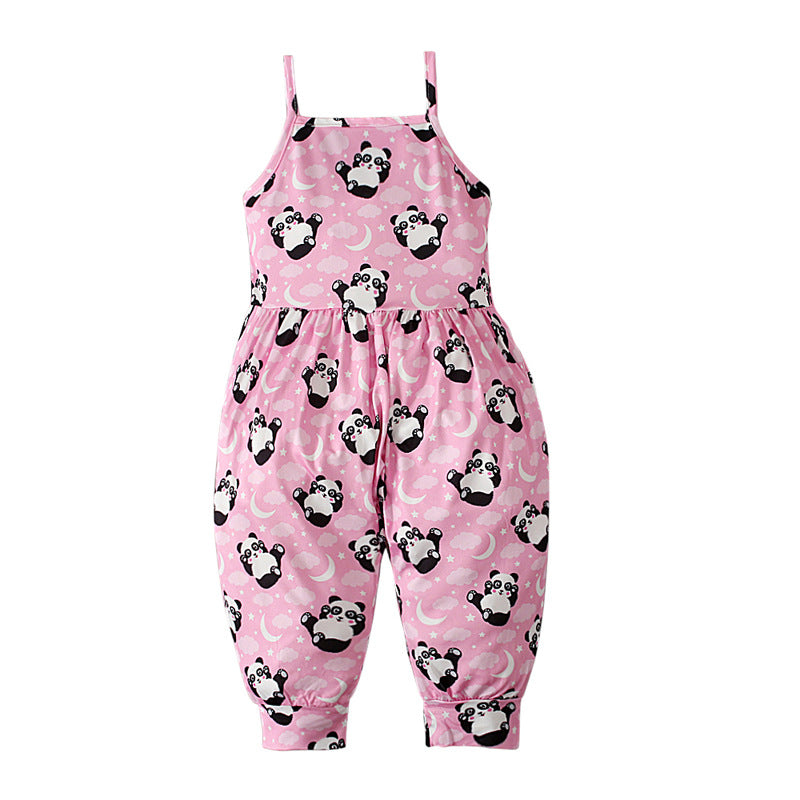 18M-6Y Toddler Girls Bear Butterfly Print Cami Jumpsuit Wholesale Girls Fashion Clothes - PrettyKid