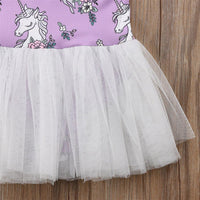 Toddler Girls Cute Unicorn Fly Sleeve Mesh Princess Dress - PrettyKid