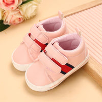 Baby Striped Print Velcro Strap Shoes - PrettyKid