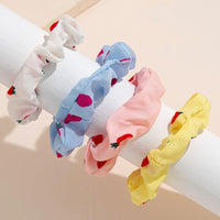 Girl 4pcs Strawberry Print Hair Ropes - PrettyKid