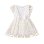 Baby Girl Daisy Print Bow Mesh Dress Baby Girl Princess Dress - PrettyKid