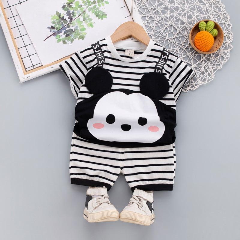 Baby Cartoon Animal Print Top And Pants Baby Outfit Sets - PrettyKid