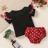 Baby Girl Bowknot Flutter Sleeve T-Shirt And Polka Dot Briefs Two Piece Baby Sets - PrettyKid