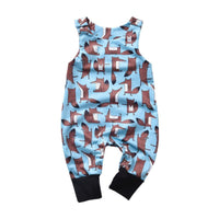 Baby Boy Fox & Leopard Print Baby Sleeveless Jumpsuit - PrettyKid