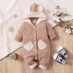 Baby Button Down Round Pockets Hooded Jumpsuits - PrettyKid
