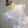 Girls Dress Striped Lace Dress Fly Sleeve Splice Princess Dress - PrettyKid