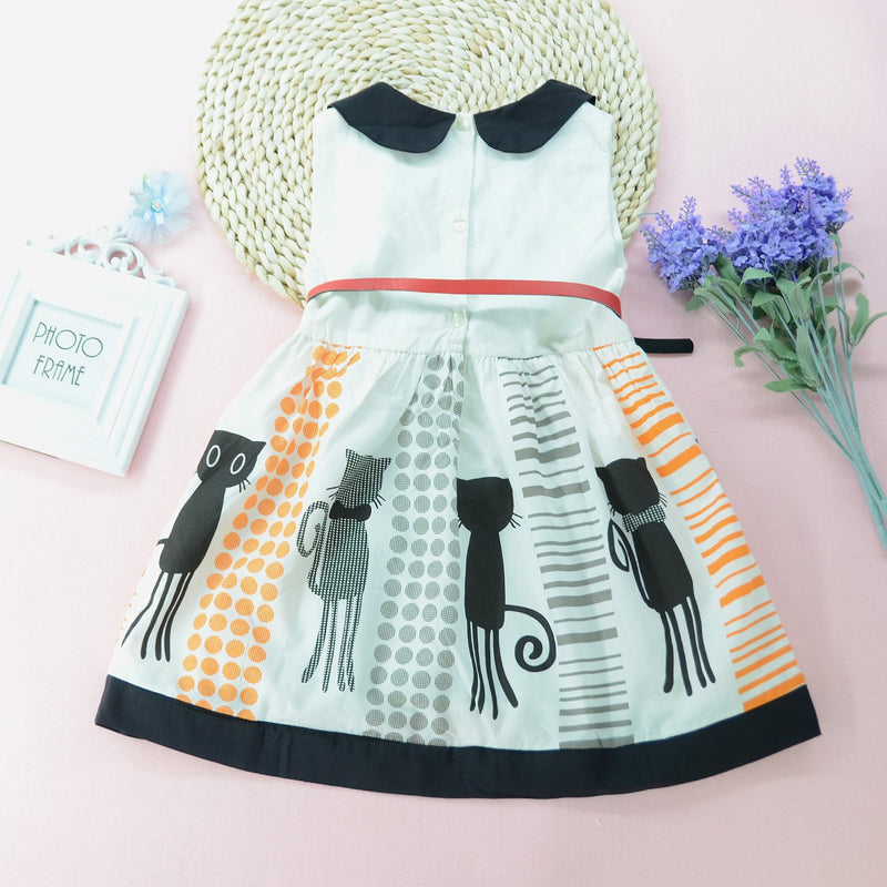 Toddler Girls Cat Vest Dress Doll Collar Princess Dress - PrettyKid