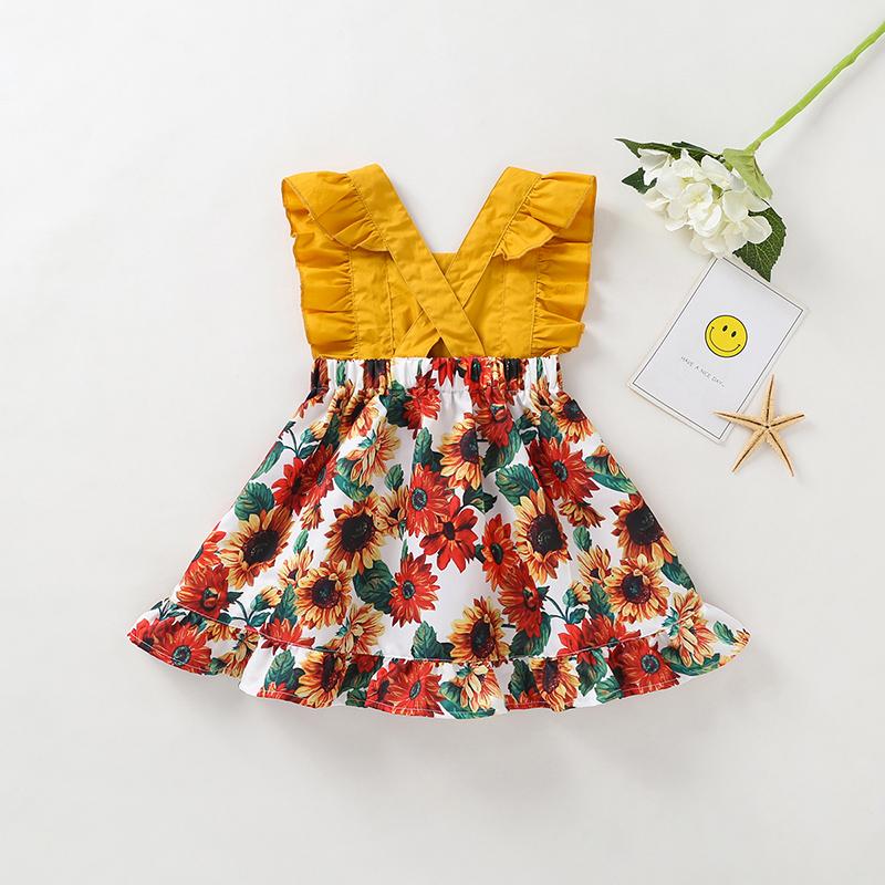 Ruffle Floral Printed Dress for Toddler Girl Wholesale children's clothing - PrettyKid