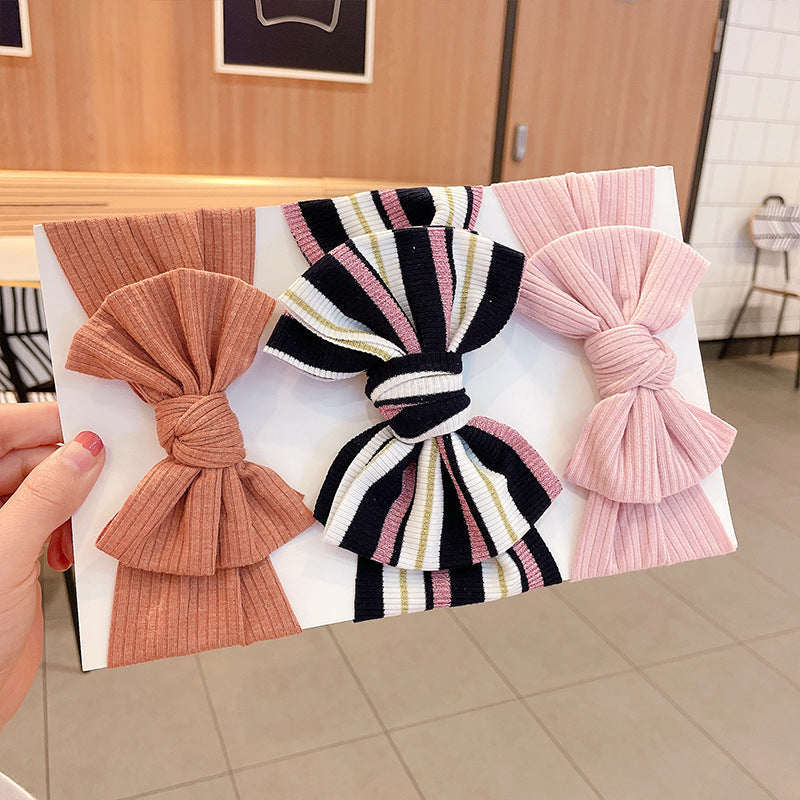 3 Packs Sets Toddler Girls Striped Bow Headband - PrettyKid