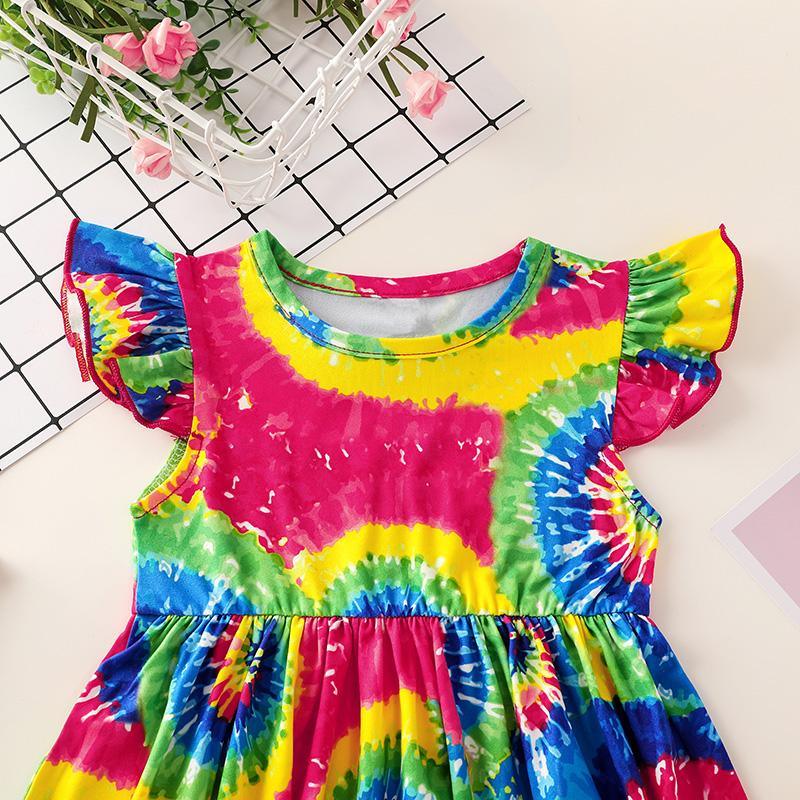 Color-block Ruffle Dress for Toddler Girl Wholesale children's clothing - PrettyKid