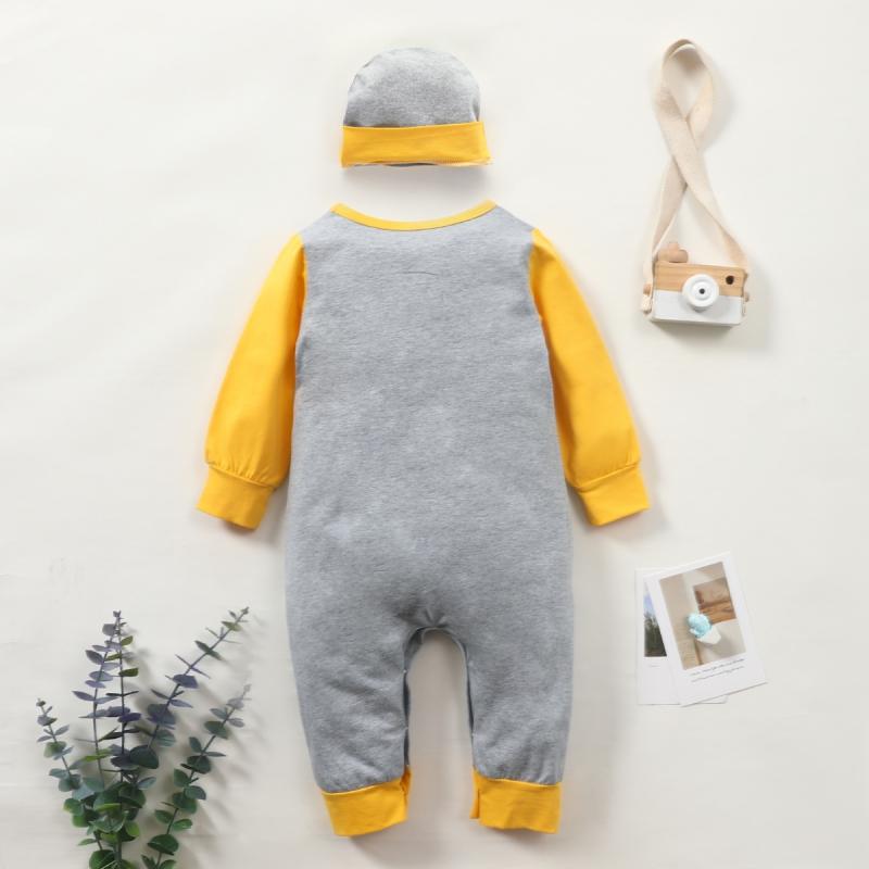 2-piece Bear Pattern Jumpsuit & Hat for Baby Boy - PrettyKid