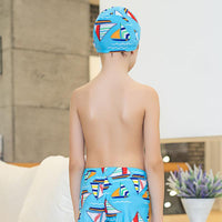 Kid Boy Car Patten Swimming Trunks & Swimming Cap 2 Pic Children's Clothing - PrettyKid