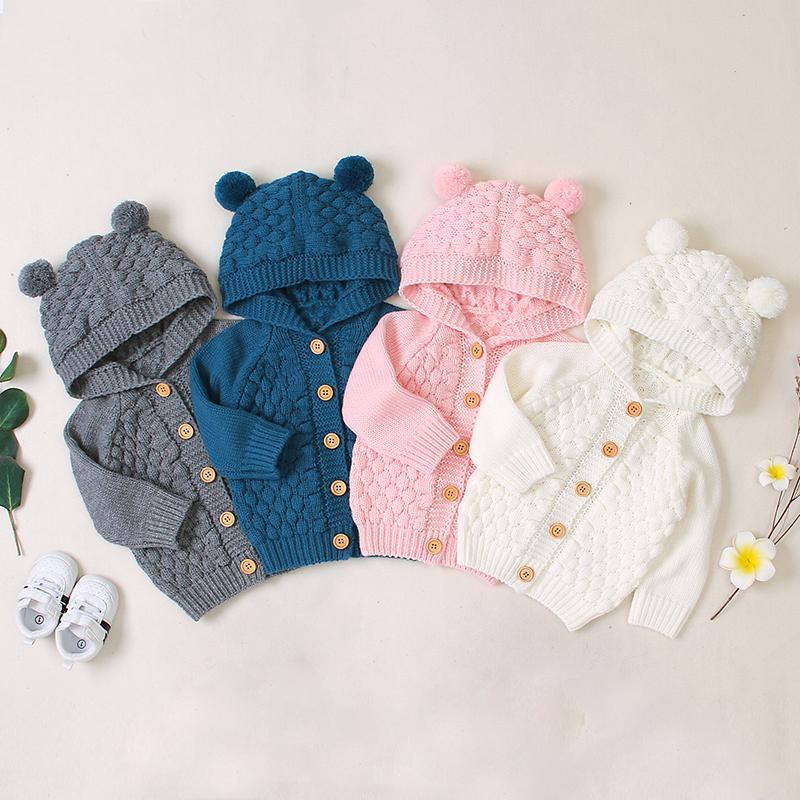 Solid Hooded Knit Coat for Baby Wholesale children's clothing - PrettyKid