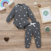 Baby Stand Collar Sun Print Bodysuit And Trousers Baby Clothes Set - PrettyKid