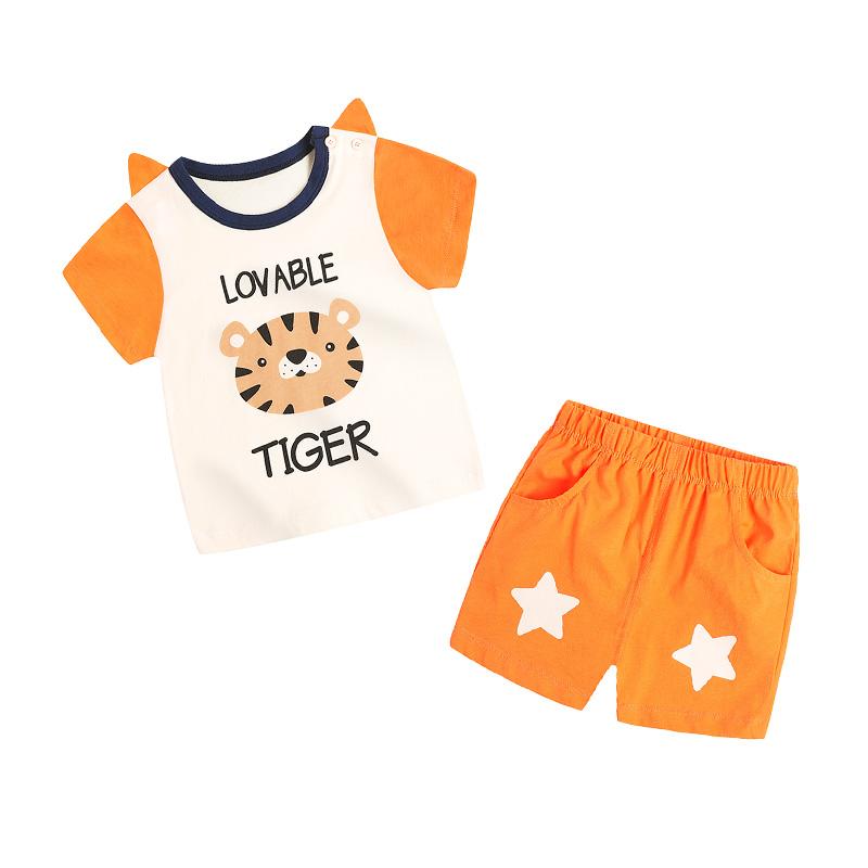 Toddler Boy Tiger Pattern T-shirt & Star Pattern Shorts Wholesale Children's Clothing - PrettyKid
