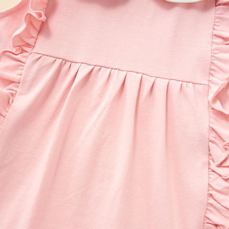 Baby Girl Ruffle Trim Peter Pan Collar Sleeveless Dress - PrettyKid