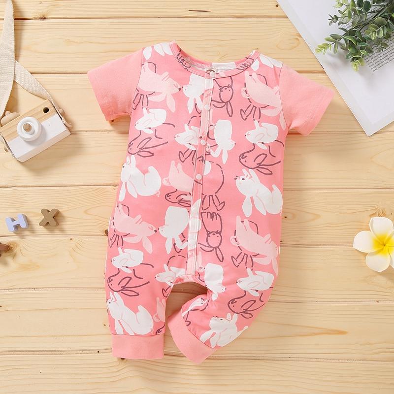 Baby Girl Cartoon Rabbit Print Jumpsuit - PrettyKid