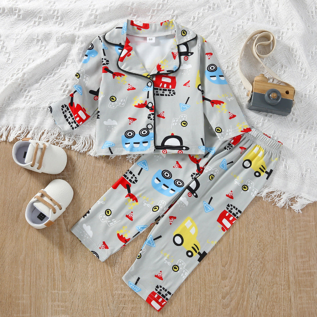 Baby Boy Pajama Sets Monkey Dinosaur Print Wholesale Baby Clothes - PrettyKid