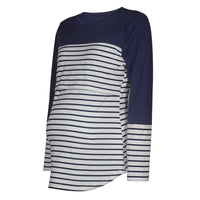 Women Long-Sleeve Striped Matching Nursing Top - PrettyKid